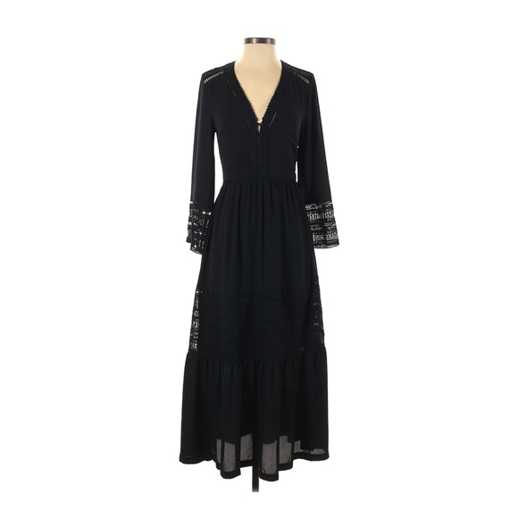 Rebecca Minkoff Daphne Black lace insert bohemian midi dress - Picture 3 of 5